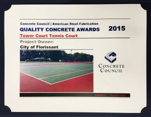 Tower Court Concrete Award Certificate