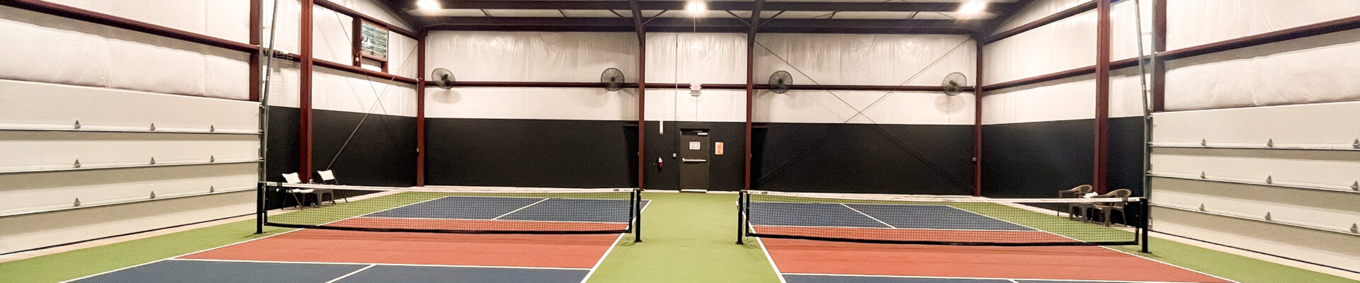 An indoor pickleball court