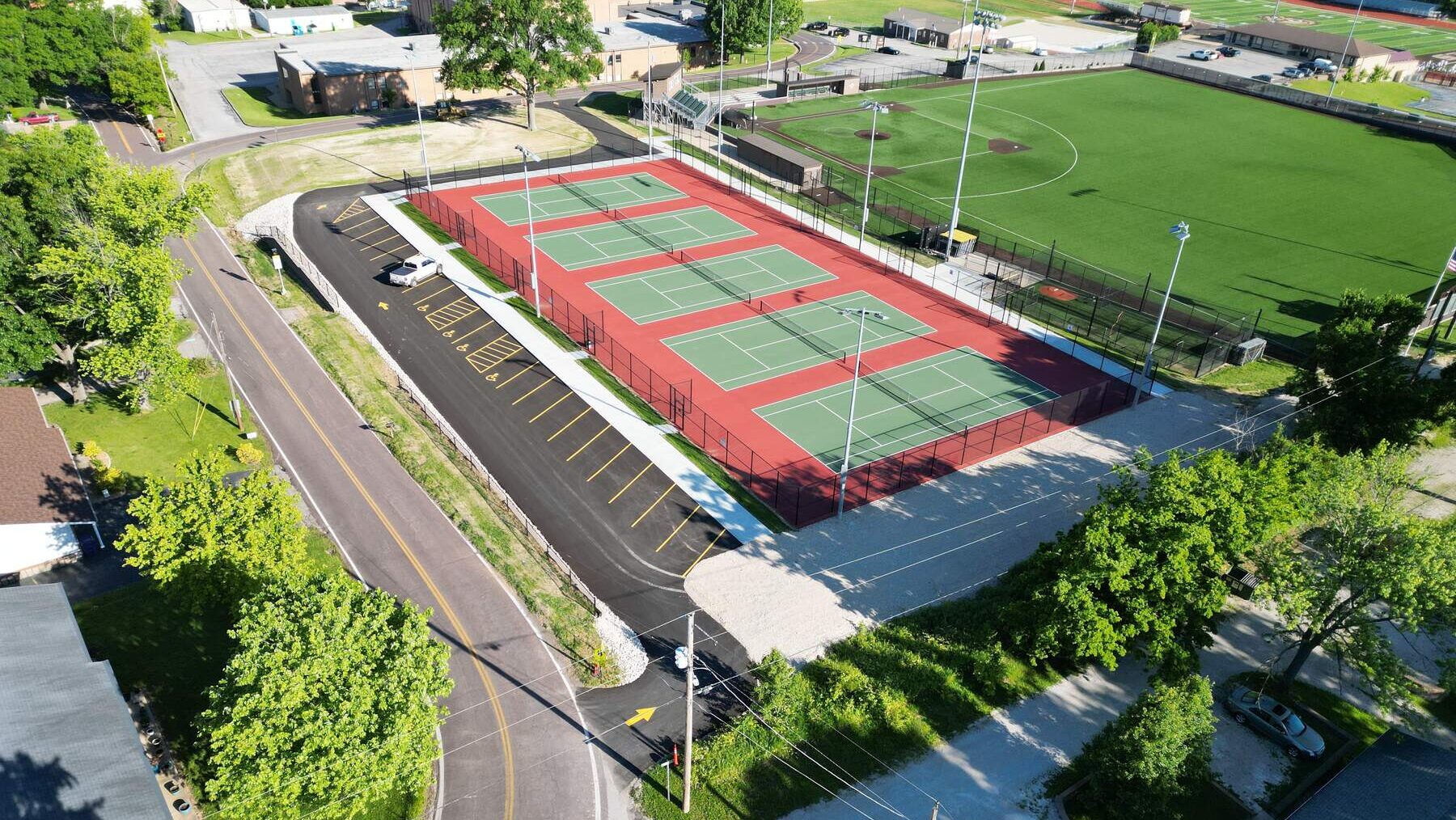 Improved Windsor High School campus landscape and outdoor recreation area