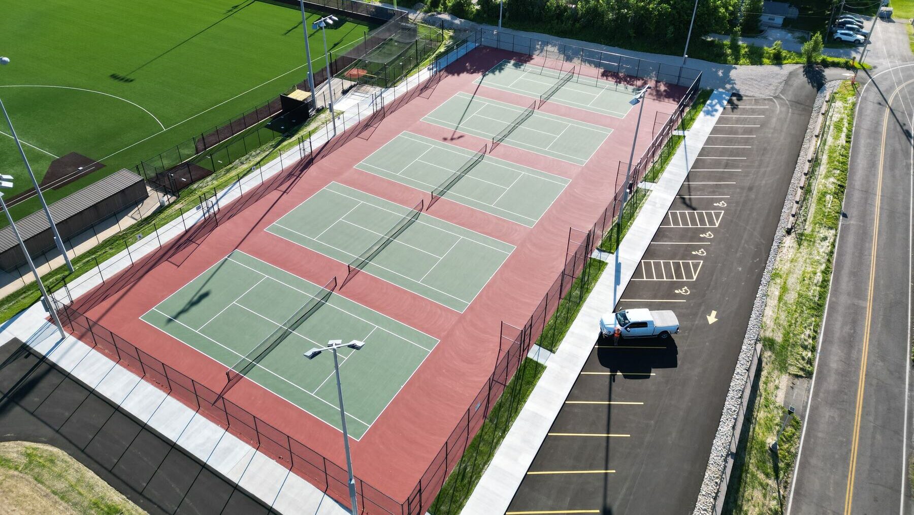 Improved Windsor High School campus landscape and outdoor recreation area